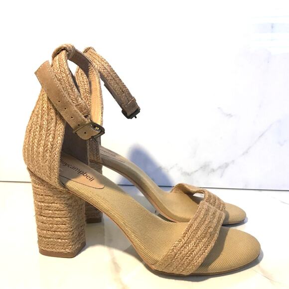 Jeffrey Campbell Rowboat Sandals 9 Tan Jute Block Heels - Picture 7 of 12